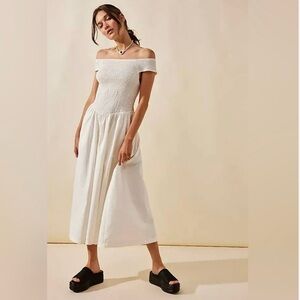 Free People Ceci Smocked Midi Dress